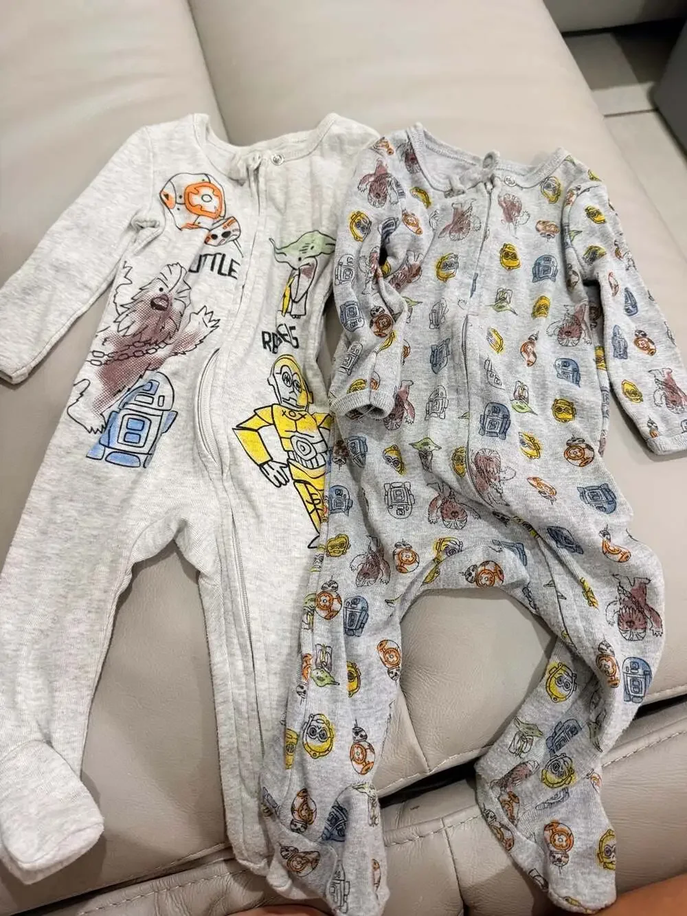 Star Wars Footed Sleeper 3-6M Grey Star Wars Character Print Lot